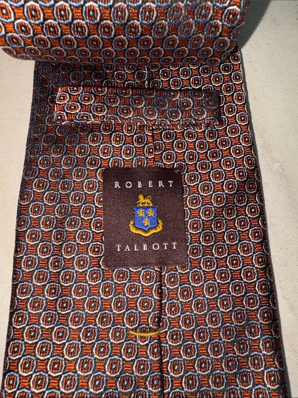 Robert Talbott Best of Class Brown& Blue Geometric Circles Neck Tie